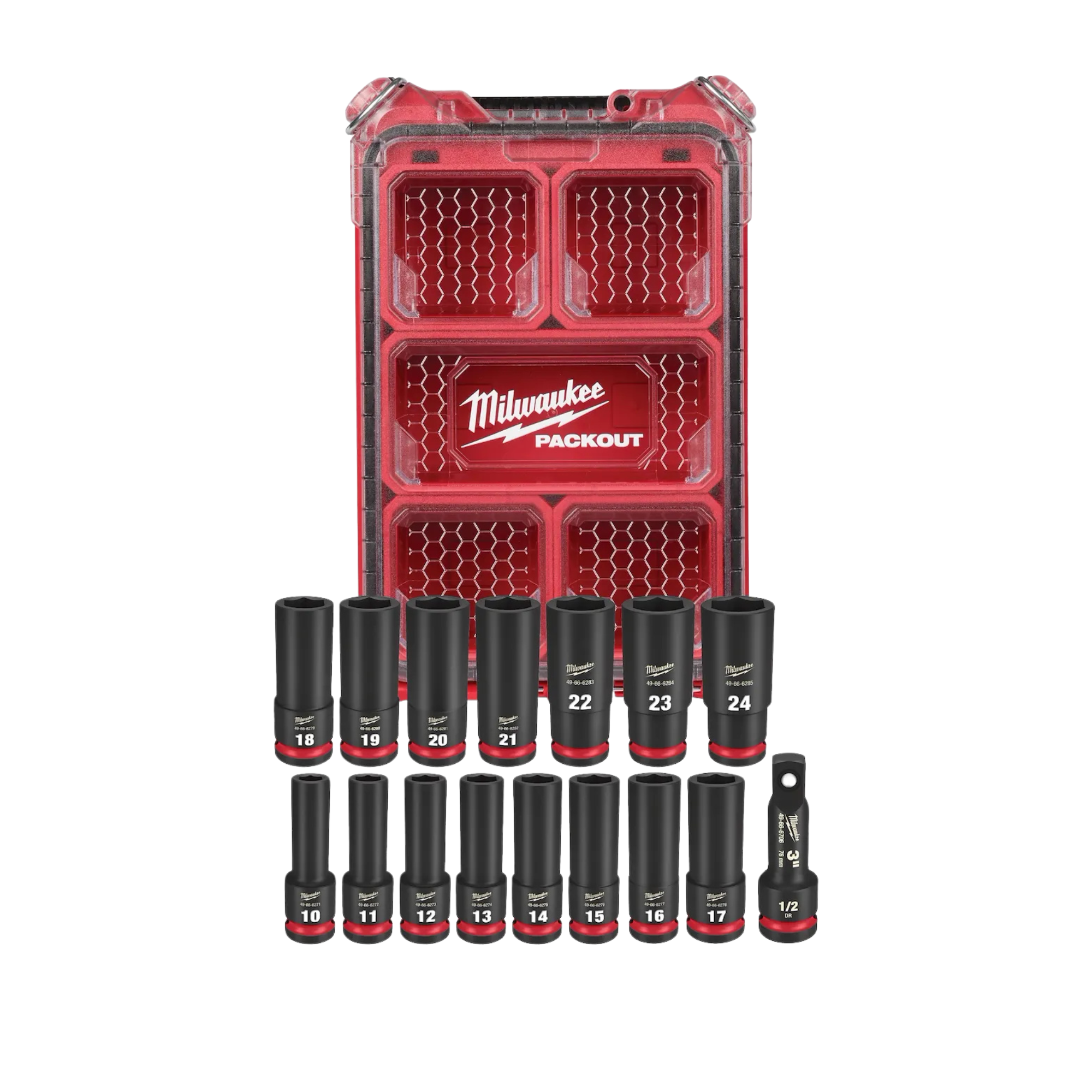 Milwaukee 16PC SHOCKWAVE Impact Duty Socket 1/2” Drive 16PC MM Set with PACKOUT from Columbia Safety